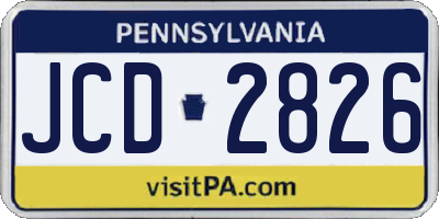 PA license plate JCD2826
