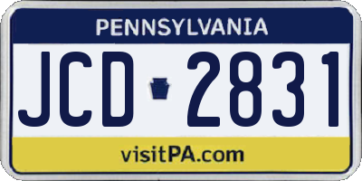 PA license plate JCD2831