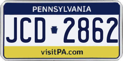 PA license plate JCD2862