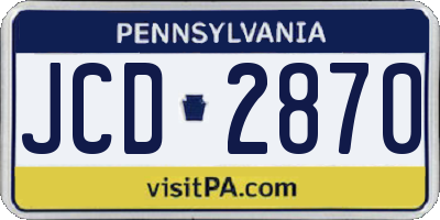 PA license plate JCD2870