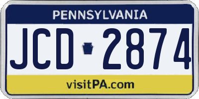PA license plate JCD2874