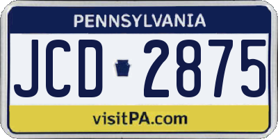 PA license plate JCD2875