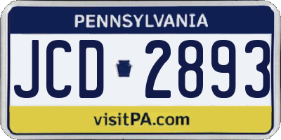 PA license plate JCD2893