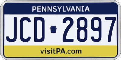 PA license plate JCD2897
