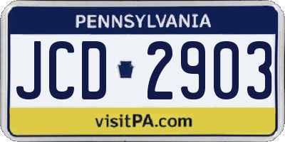PA license plate JCD2903