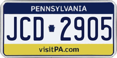 PA license plate JCD2905