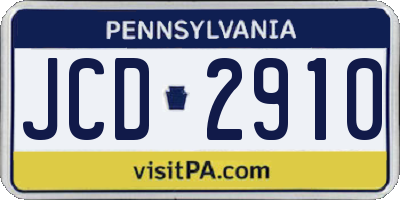 PA license plate JCD2910