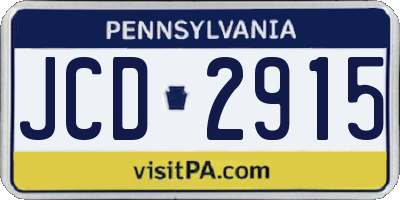 PA license plate JCD2915