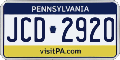 PA license plate JCD2920