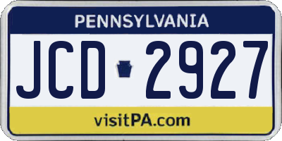 PA license plate JCD2927