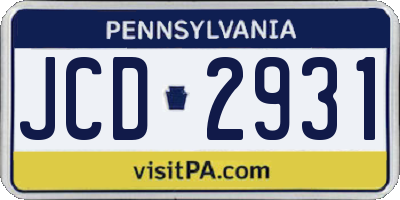 PA license plate JCD2931