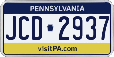 PA license plate JCD2937