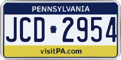 PA license plate JCD2954