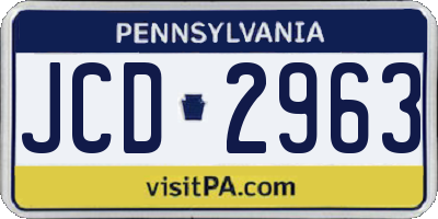 PA license plate JCD2963
