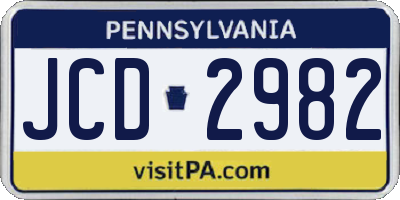 PA license plate JCD2982