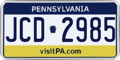 PA license plate JCD2985