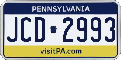 PA license plate JCD2993