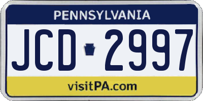 PA license plate JCD2997