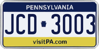 PA license plate JCD3003
