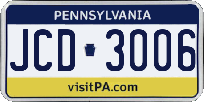PA license plate JCD3006