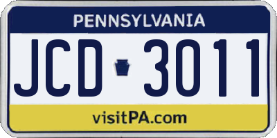 PA license plate JCD3011