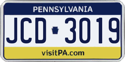 PA license plate JCD3019