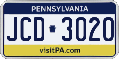 PA license plate JCD3020