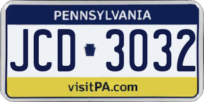 PA license plate JCD3032