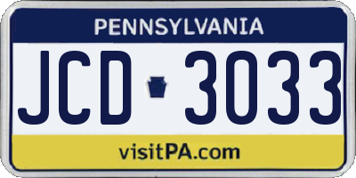 PA license plate JCD3033