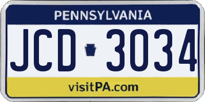 PA license plate JCD3034