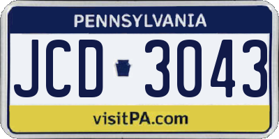PA license plate JCD3043