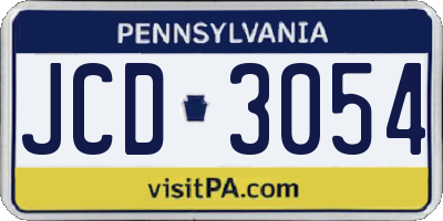 PA license plate JCD3054