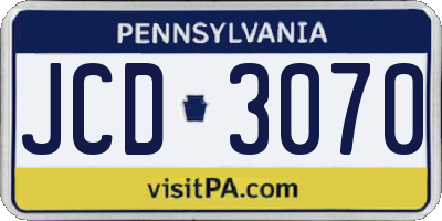 PA license plate JCD3070