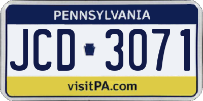 PA license plate JCD3071