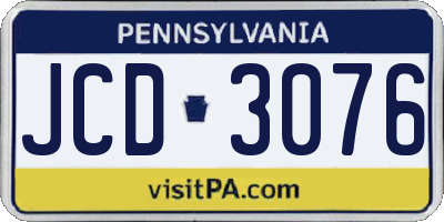 PA license plate JCD3076
