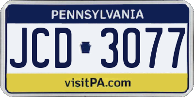 PA license plate JCD3077