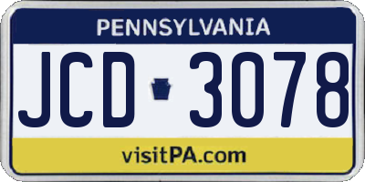 PA license plate JCD3078