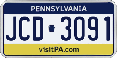 PA license plate JCD3091