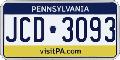 PA license plate JCD3093