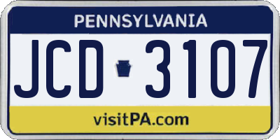 PA license plate JCD3107