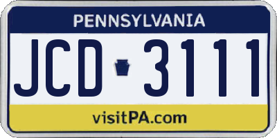 PA license plate JCD3111