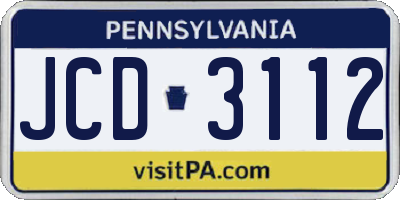 PA license plate JCD3112