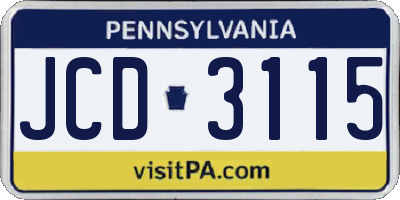 PA license plate JCD3115