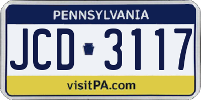 PA license plate JCD3117