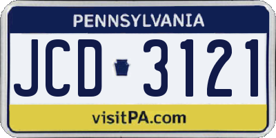 PA license plate JCD3121