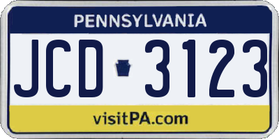 PA license plate JCD3123