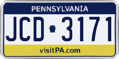 PA license plate JCD3171