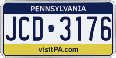 PA license plate JCD3176