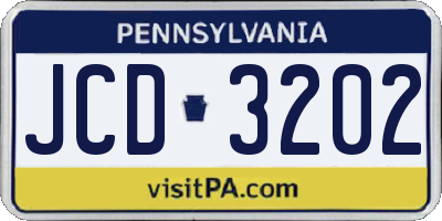 PA license plate JCD3202