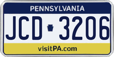 PA license plate JCD3206